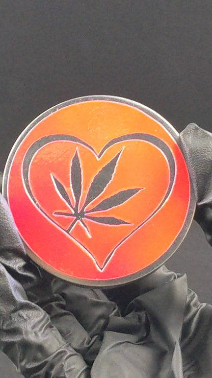 56MM Metal Grinder 4 Piece Set Heart Iridescent Yellow