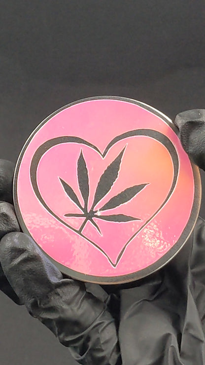 63MM Metal Grinder 4 Piece Set Heart Orange