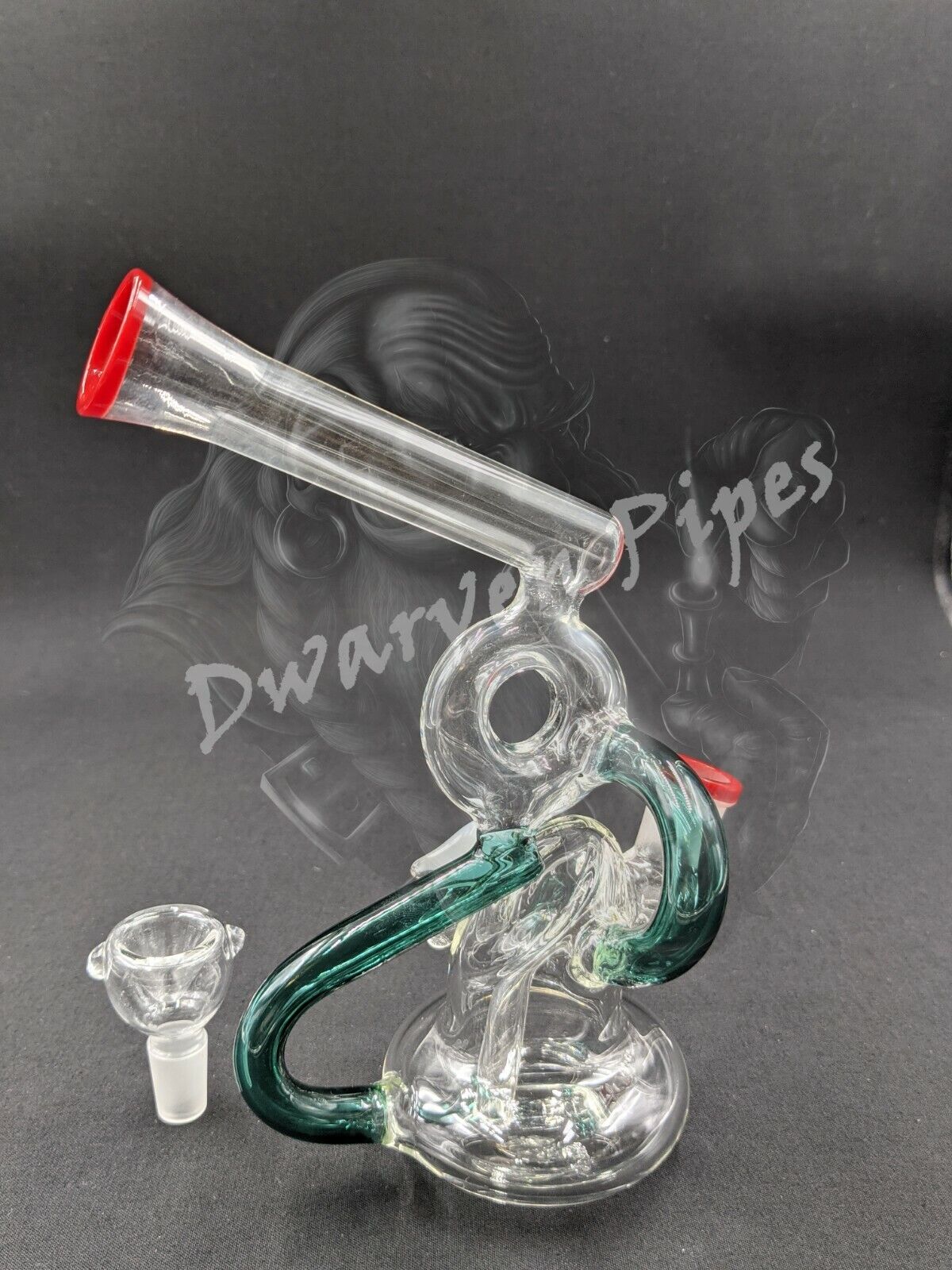 7" Glass Water Pipe Bong Tubes with Eye Green 02