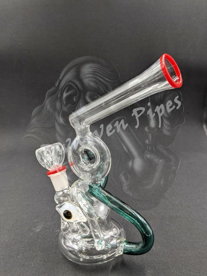 7" Glass Water Pipe Bong Tubes with Eye Green 02