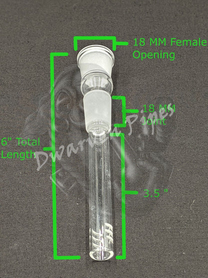 3.5" 6 Cut Glass Downstem 18MM Male to 18MM Female Opening