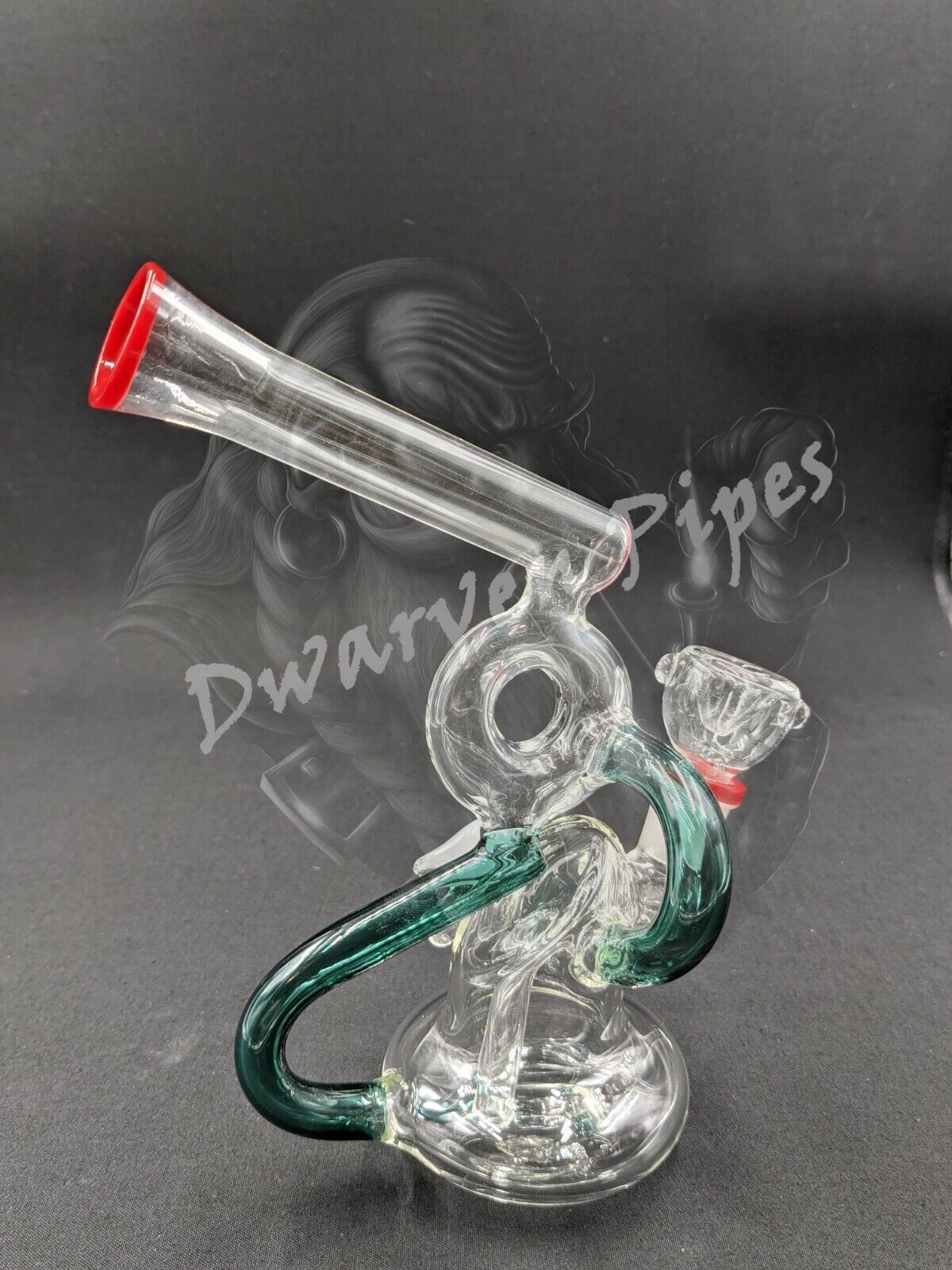 7" Glass Water Pipe Bong Tubes with Eye Green 02