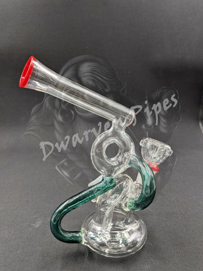 7" Glass Water Pipe Bong Tubes with Eye Green 02