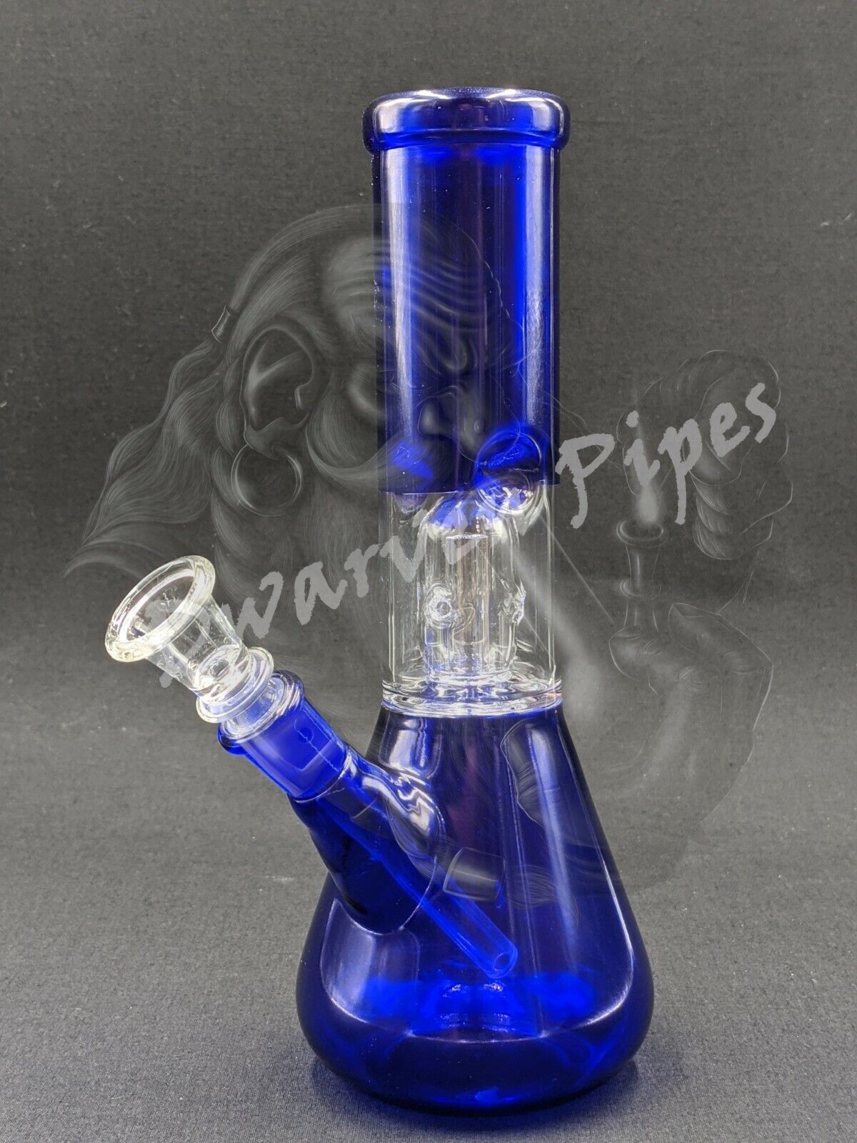 8" Glass Water Pipe Bong Sapphire + 5 FREE Screens