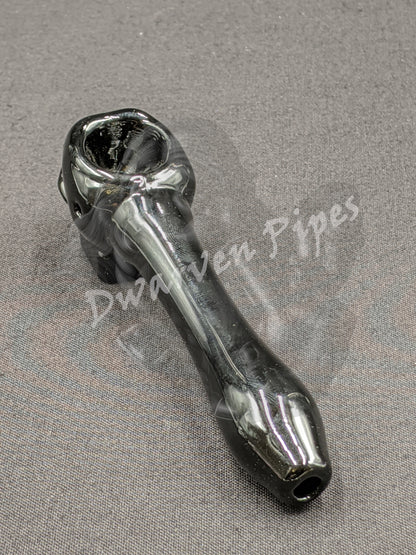 4" Glass Spoon Skull Black