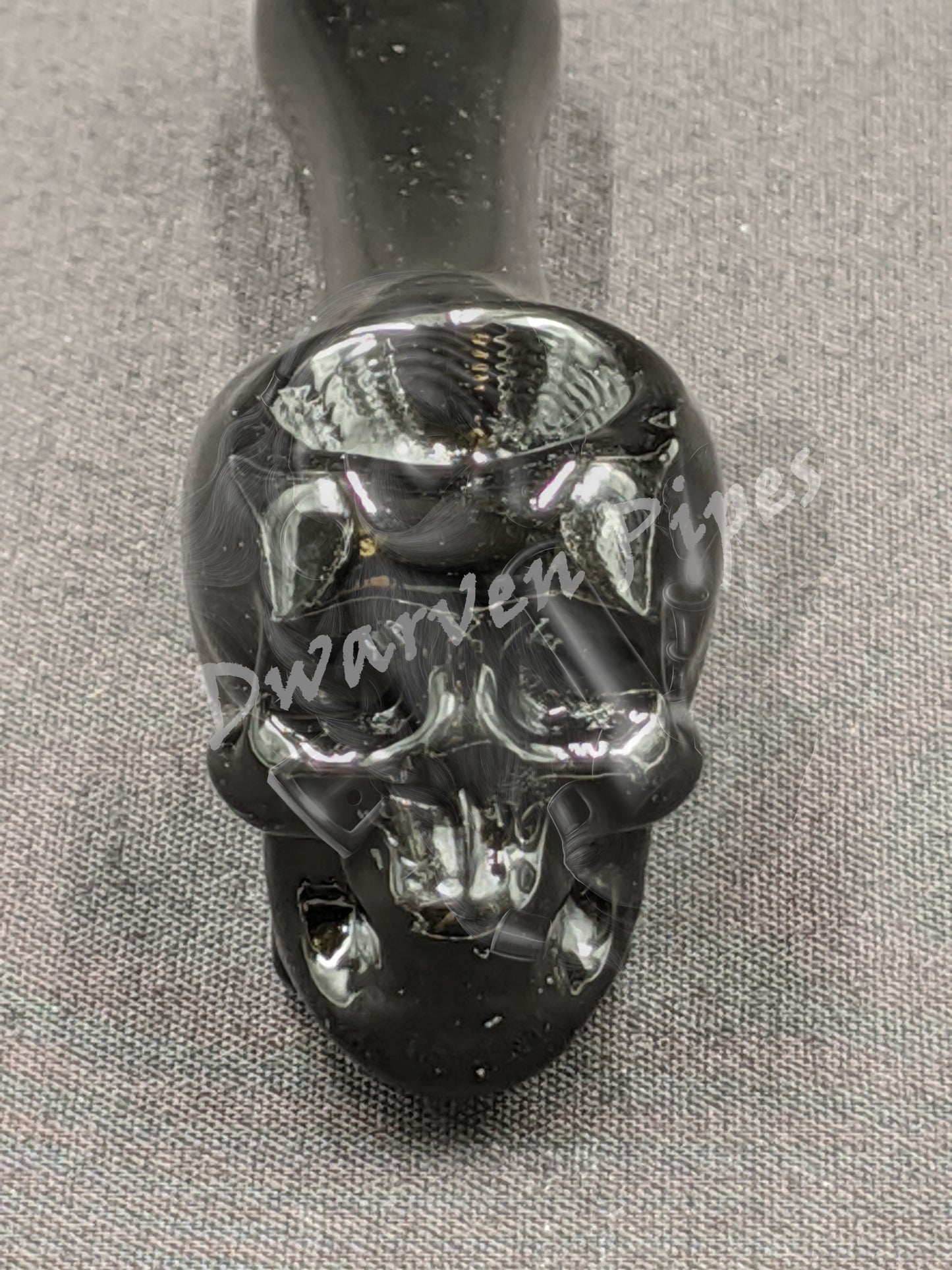 4" Glass Spoon Skull Black