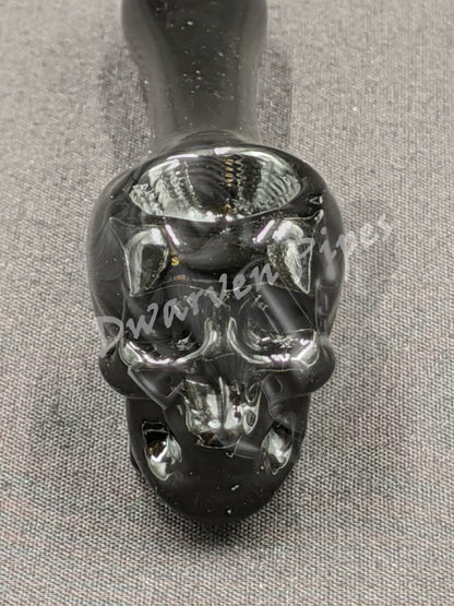 4" Glass Spoon Skull Black