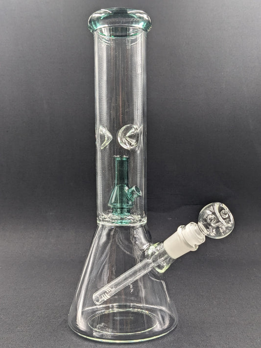 12" Glass Water Pipe Bong Its Beaker within a Beaker Green